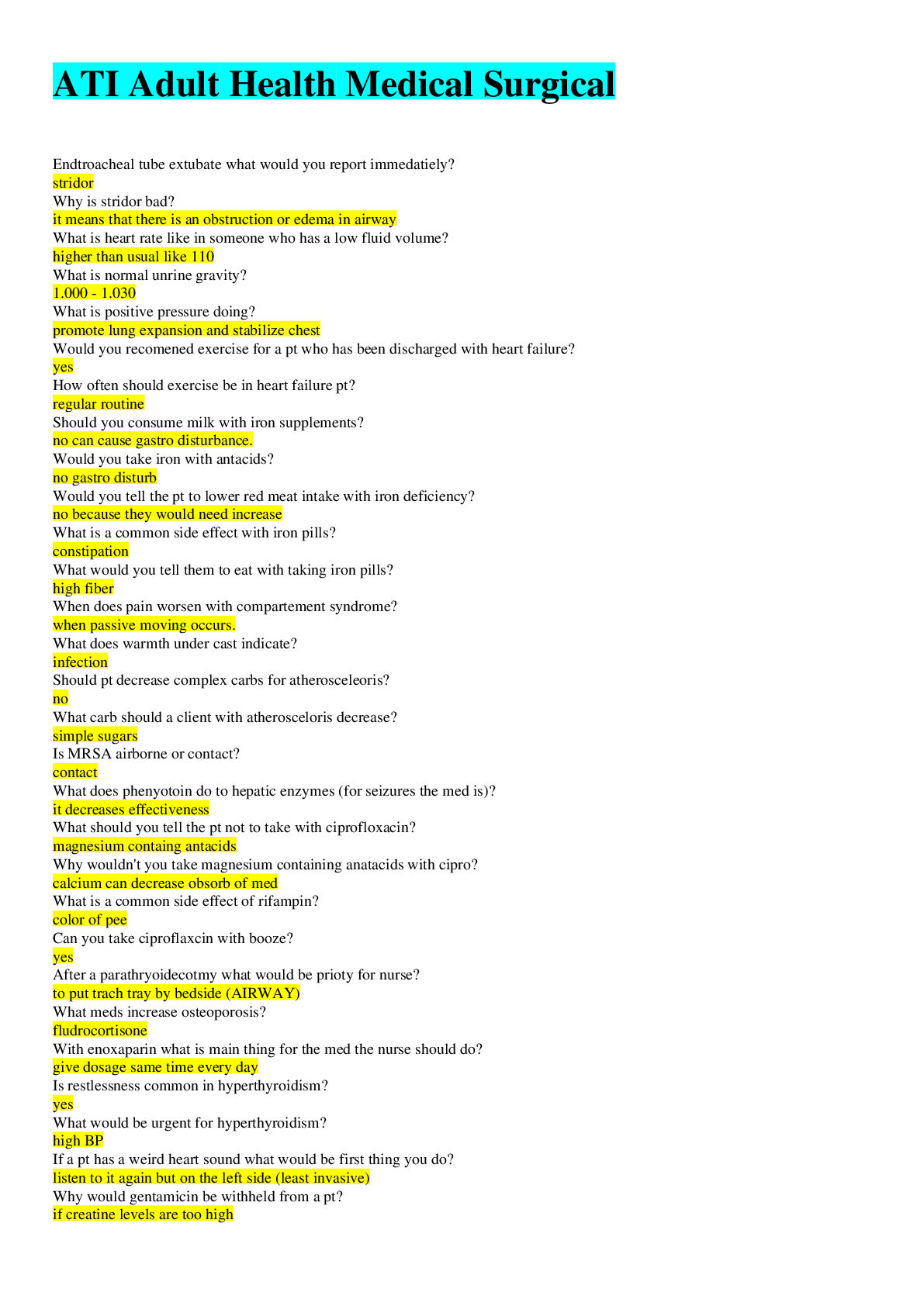 Preview image for ATI Adult Health Medical Surgical STUDY GUIDE
